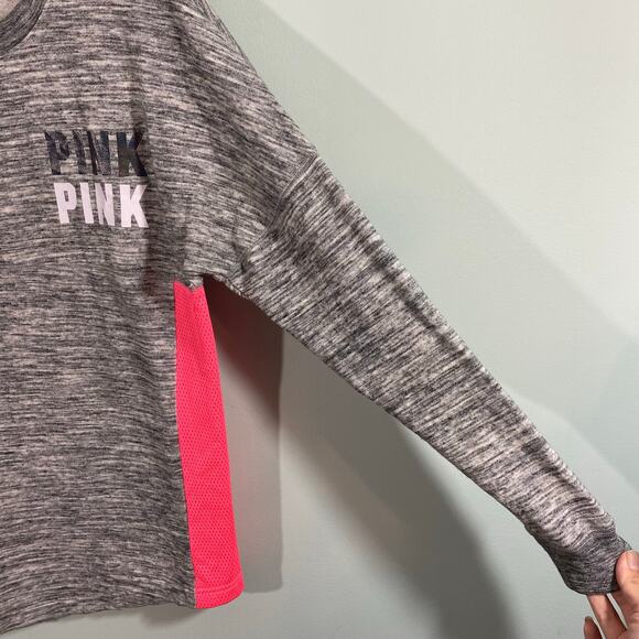 PINK Victoria's Secret Grey Large Print Graphics Pullover Sweatshirt Size XS - Picture 7 of 8